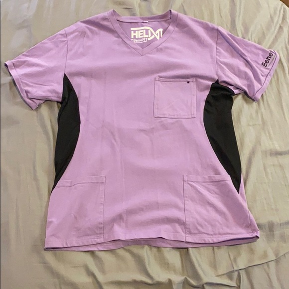 Men’s XL purple Benefit Helix scrub top - Picture 1 of 5